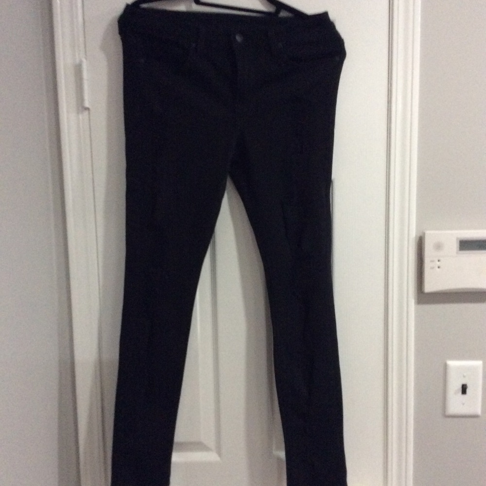 Just Black label black denim with rips